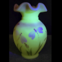 Fenton Pink Burmese Uranium Dragonfly Vase-JN