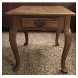 Oak End Table with Drawer