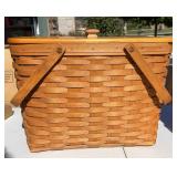 Longaberger Magazine Basket With Patriotic Flag Liner