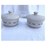 Longaberger Pottery Traditional Holly Small Covered Dishes