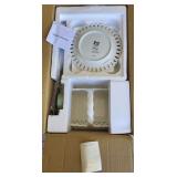 NIB 7 Piece Ceramic Serving Set With 4 Tiered Stand