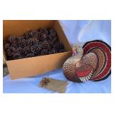 Stuffed Turkey, Pinecones & Candles
