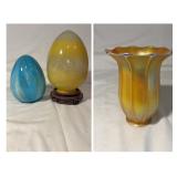 Vintage Quezal Lamp Shade & Glass Eggs