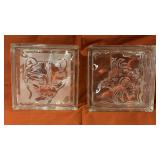 Two Etched Glass Blocks