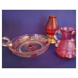 Cranberry Glass Creamer and Others
