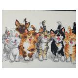 Cross Stitched Happy Cats