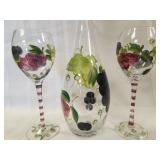 Handpainted Wine decanter and glasses