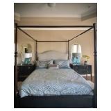 Bernhardt bedroom Suite. Perfect framed bed with cloth headboard. 2 nightstands and an awesome dress