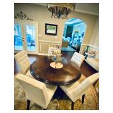 estoration Hardware round Walnut table with 6 chairs. Style. Class.  