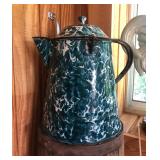 Antique Granite Ware Chrysolite Coffee Pot 