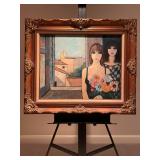 Fine Art By Charles Levier Original Oil On Canvas "La Chambre Rouge"