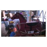 VINTAGE ROCKING HORSE, LAMPS, CHIMMENY CAP, AND MORE!!  WWW.ONLINEAUCTIONSLLC.NET