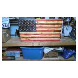 WOODEN AMERICAN FLAG GUN OR  HOLDER, WWW.ONLINEAUCTIONSLLC.NET