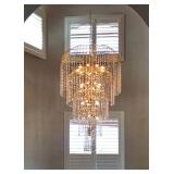 24k Gold Plated 5 Tier Waterfall Chandelier with Swarovski Elements 60"x36" REDUCED $2,800