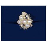 6 Matched 5.5-6mm High Luster Cultured Pearls &(3) .03ct Sapphires in 18kwg Ring, size 5.5  $450 OBO