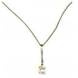 14kwg Pendant, 7mm Cultured Pearl High Luster,(3) .02ct Diamonds, 17" Cable Chain $125 OBO  
