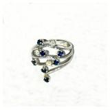 18kwg Sculptural Ring 3 Diamonds .075ctw 7 Sapphires .21ctw, 4.1gm size 6.5  $295 OBO     