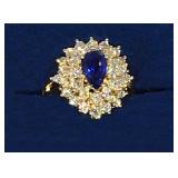 18kyg 1.44ct Pear Shaped Sapphire, 1.5ctw Round Diamonds size 6  $1,200 OBO
