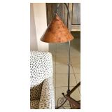 Hammered Copper Lamp Shade on Chrome Floor Lamp Stand $75 
