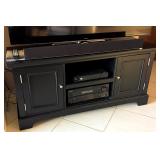 Black Wood Console with 2 Storage Cabinets 2 Shelves 56Wx20Dx26H $165