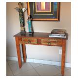 Mesquite Carved Console Table with Brass Trim 40x13 $275