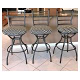 3 Swivel Bar Stools with Custom Fabric Seats 33"H $90 set