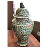 Chinese Ceramic Lidded Ginger Jar with Foo Dog Finial 24" H $65