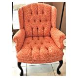 Custom Coral Tufted Queen Anne Chair 28Wx24D $150