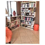 Modern White Laminate & Chrome Bookcases 74.5Hx43.25Wx11.5D and 38Hx43Wx11.5D $95pair
