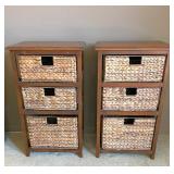 Pair of  Wood Storage Chests with Woven Rush Baskets $50 ea or $90pair