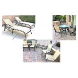 11pc Sling Seat & Back & Steel Patio Set inc. Table & 4 Chairs, 2 Adj Lounges, 4 Arm Chairs $695