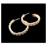 14k Solid Braided Hoops, 1.25" Diameter, 5mm; 9.1g; $210