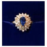 18k 1.44ct Pear Shaped Sapphire with 1.50ct tw Tiered Round Diamonds, size 6.5; 8.3g $695 OBO