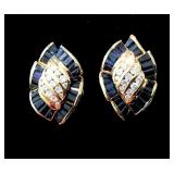 18k Marquis Shaped Earrings, .50ct of Top Grade Sapphires, .40ct Diamonds, Folding Studs 16.5g, $375 18k Marquis Shaped Earrings, .50ct of Top Grade Sapphires, .40ct Diamonds, Folding Studs 16.5g, $375
