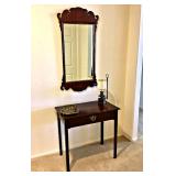Kittinger Cherry Entry Table 16L x 39W x 28H; BIN $65; Decorative Cherry Mirror, BIN $45