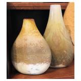 Pair of Hand Blown Glazed Glass Vessels, signed Marc; BIN $75pr