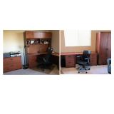 Modern Walnut Finish Desk & Hutch 65.5Wx76.5Hx23.25D $250