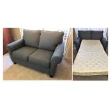 Ashley  Mainstays Gray Sleeper Love Seat with Twin Mattress 57.5Wx37.5Dx30.5H $150 