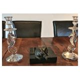 Pair of Waterford Seahorse Crystal Candle Sticks, incised 12inches, $300pair