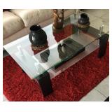 Tempered Glass, 2 Shelf Semi-Matte, Chrome Coffee Table, 23.5Wx43Wx17H, $145