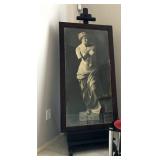 Venus de Milo Print in Hand Carved Frame 52x28 $250; Antique Wood Easel $150