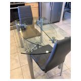 Modern Tempered Glass & Chrome Dinette Set with 2 Chairs $80