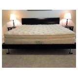 Contemporary Wood & Chrome King Platform Bed, Pr of 2 Shelf Night Tables $195 Mattress Not Included