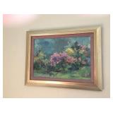 Garden Flowers Oil on Canvas, signed (unlegible) $50