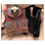 Sante Fe Style Wool Vest , Large $25; Faux Fur Vest Large $20