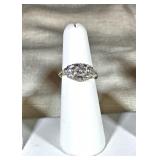 14kwg Old Euro Cut Diamond Ring, Solitaire .52ct, I1, J/K; 2 .20tcw Dias; Melee, size 6.5 SALE $400