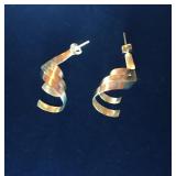 14kyg Corkscrew Stud Back Earrings 1.4" L, 3.8gm, SALE $75