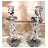 Waterford 12"h Inscribed Seahorse Candlesticks, Mint, 6lbs/pr; SALE $150/pr