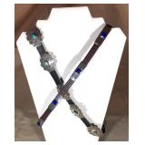 Turquoise/Silver Conches 22" Leather Hat Band, SALE$65; Lapis/Silver Bars, Leather Hat Band SALE $40