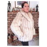 Silver Fox Fur Jacket, Stand Up Collar, Hidden Hook, M, Great Condition; SALE $50
